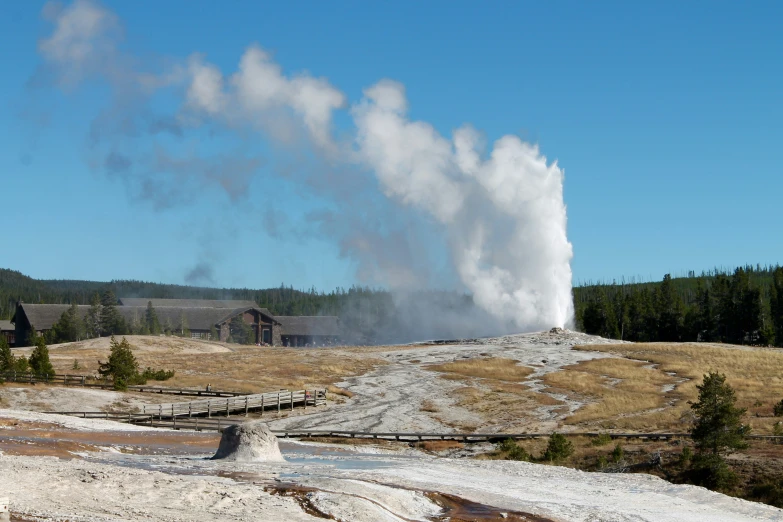 steam rising from a geoman's  spring in the country