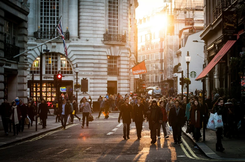 there are people walking on the street outside