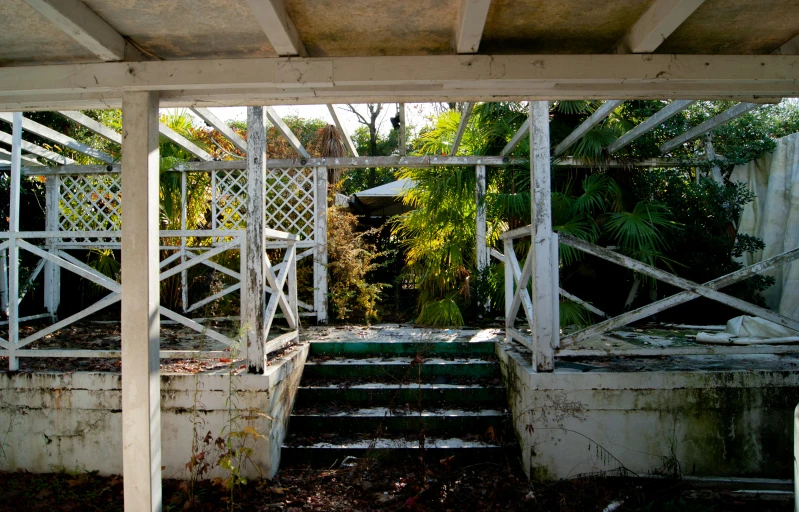 stairs going up through to a structure at a park