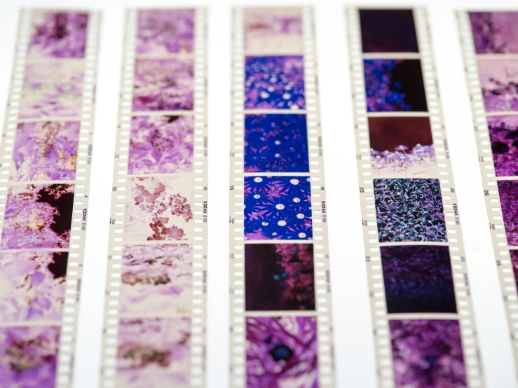 a bunch of film strips showing some different colored film films
