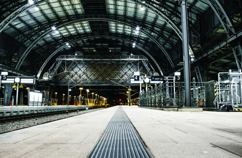 the inside of a train station with lots of windows