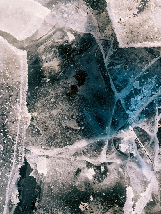 ice blocks on the ground that have been made into a map