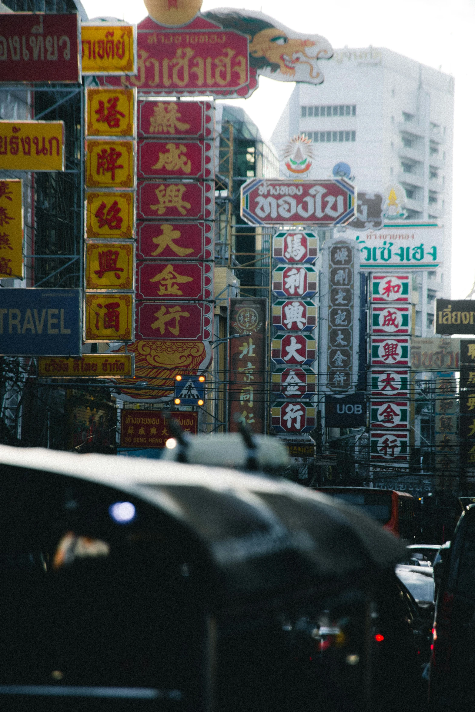 there are street signs on different posts in this city