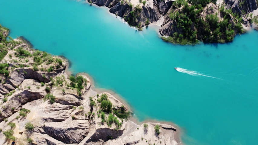 water and land are visible from the air