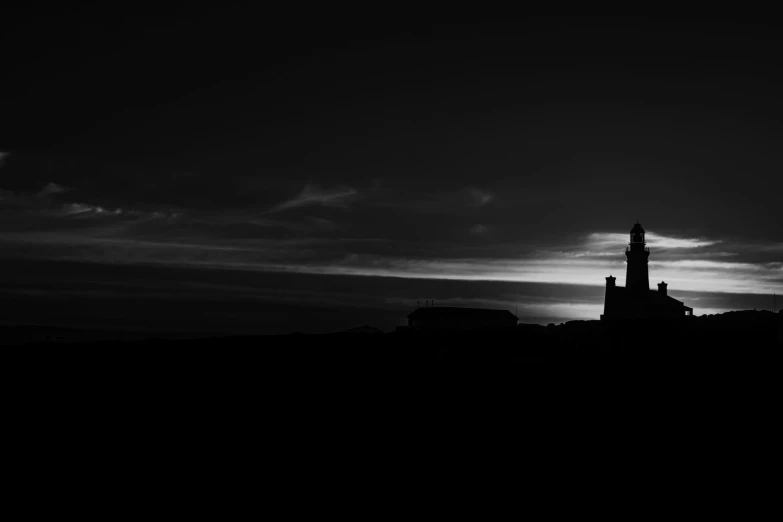 a silhouette of some buildings in the distance