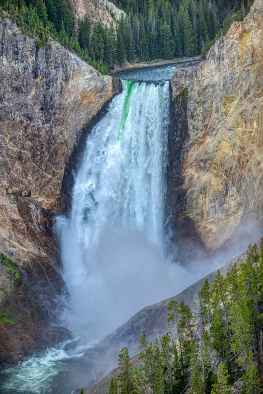 a waterfall in the middle of some trees