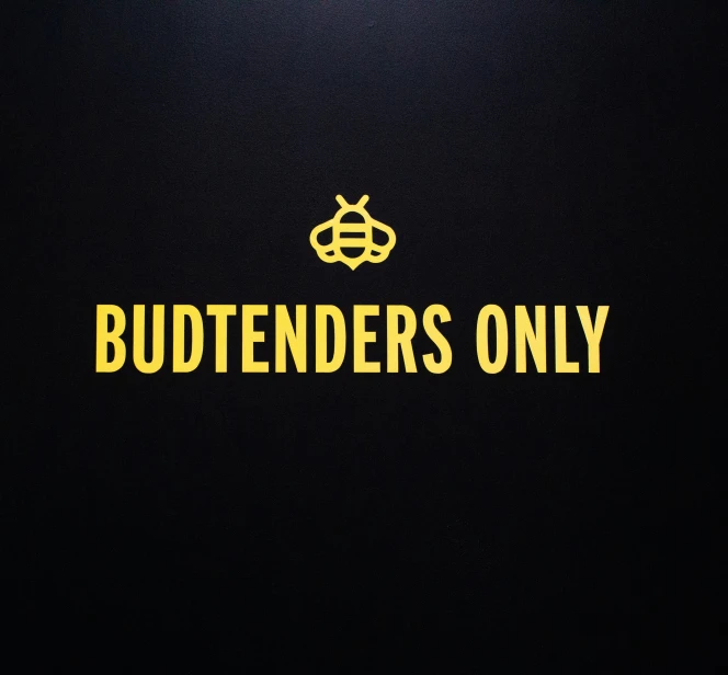 the words budtenders only written on a black background