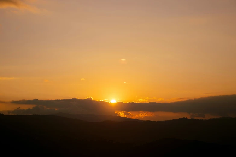 a view from behind the trees at sunset