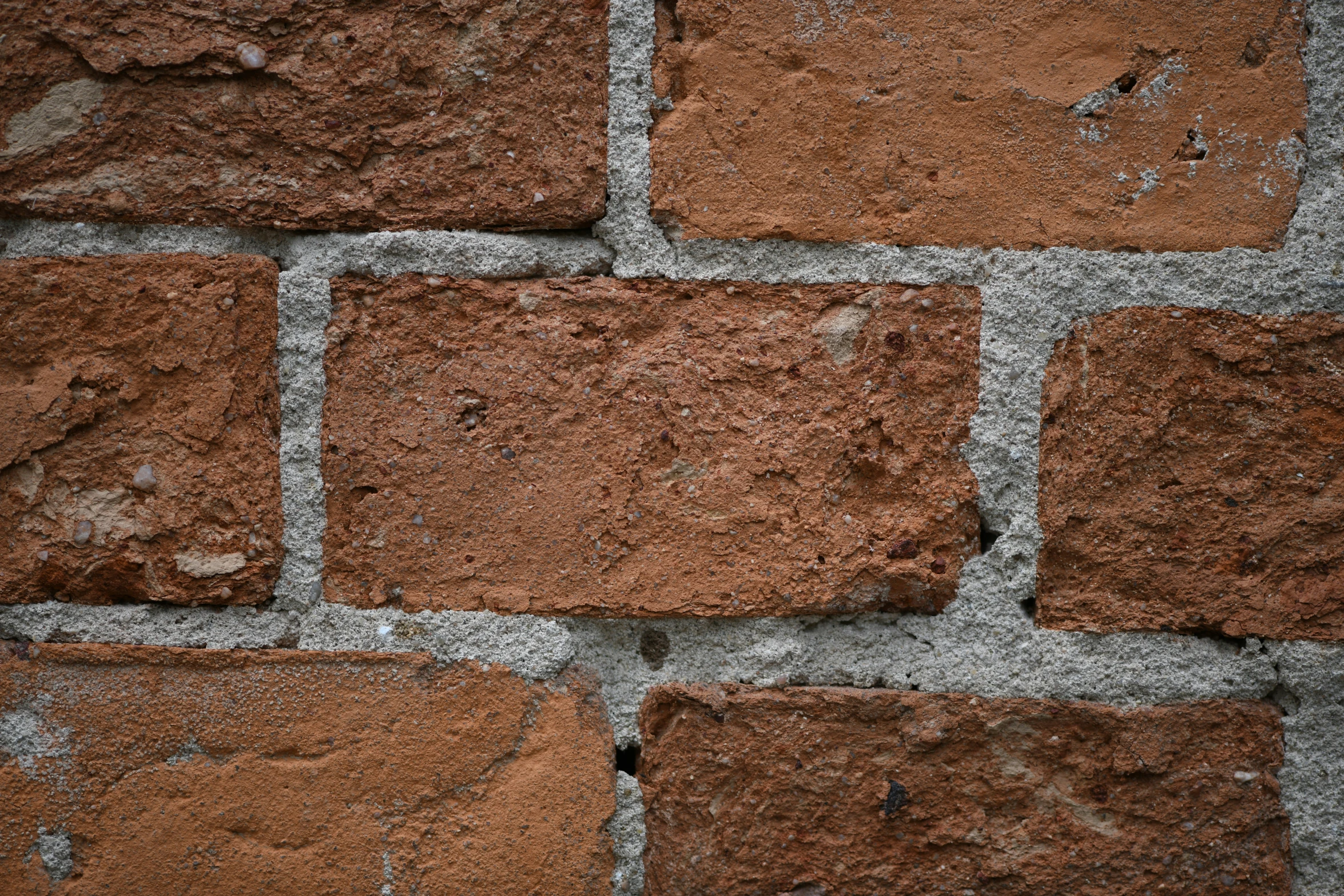 a closeup image of bricks on a wall made out of cement