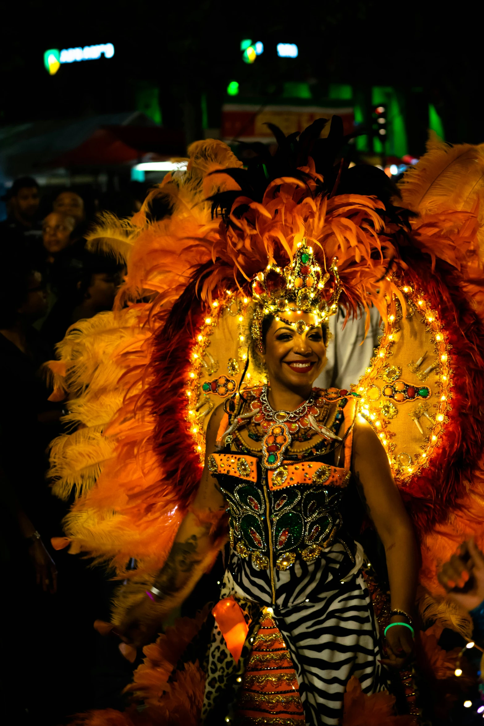an elaborate woman in costume at the carnival