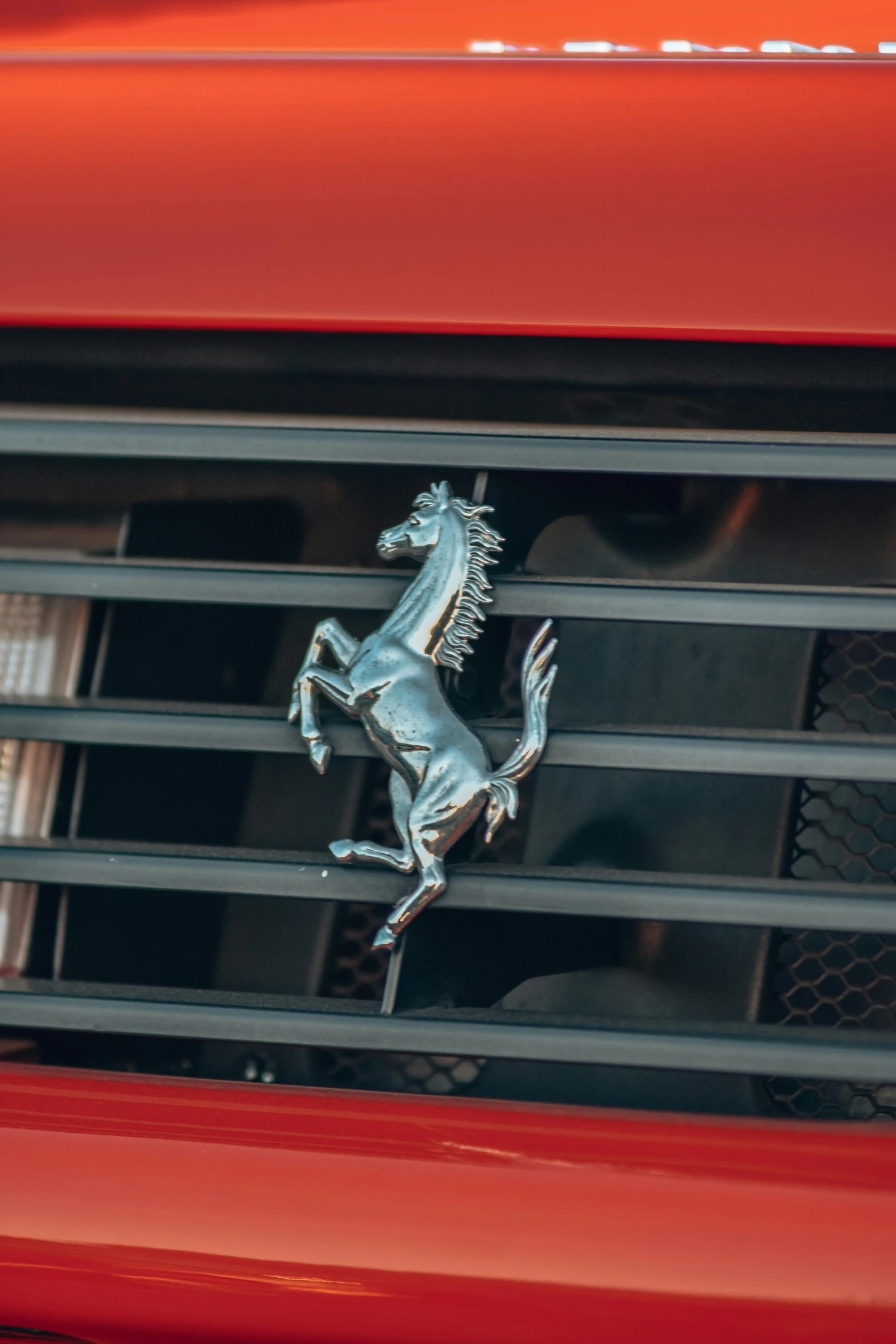 the front grills and grilles on the horse logo