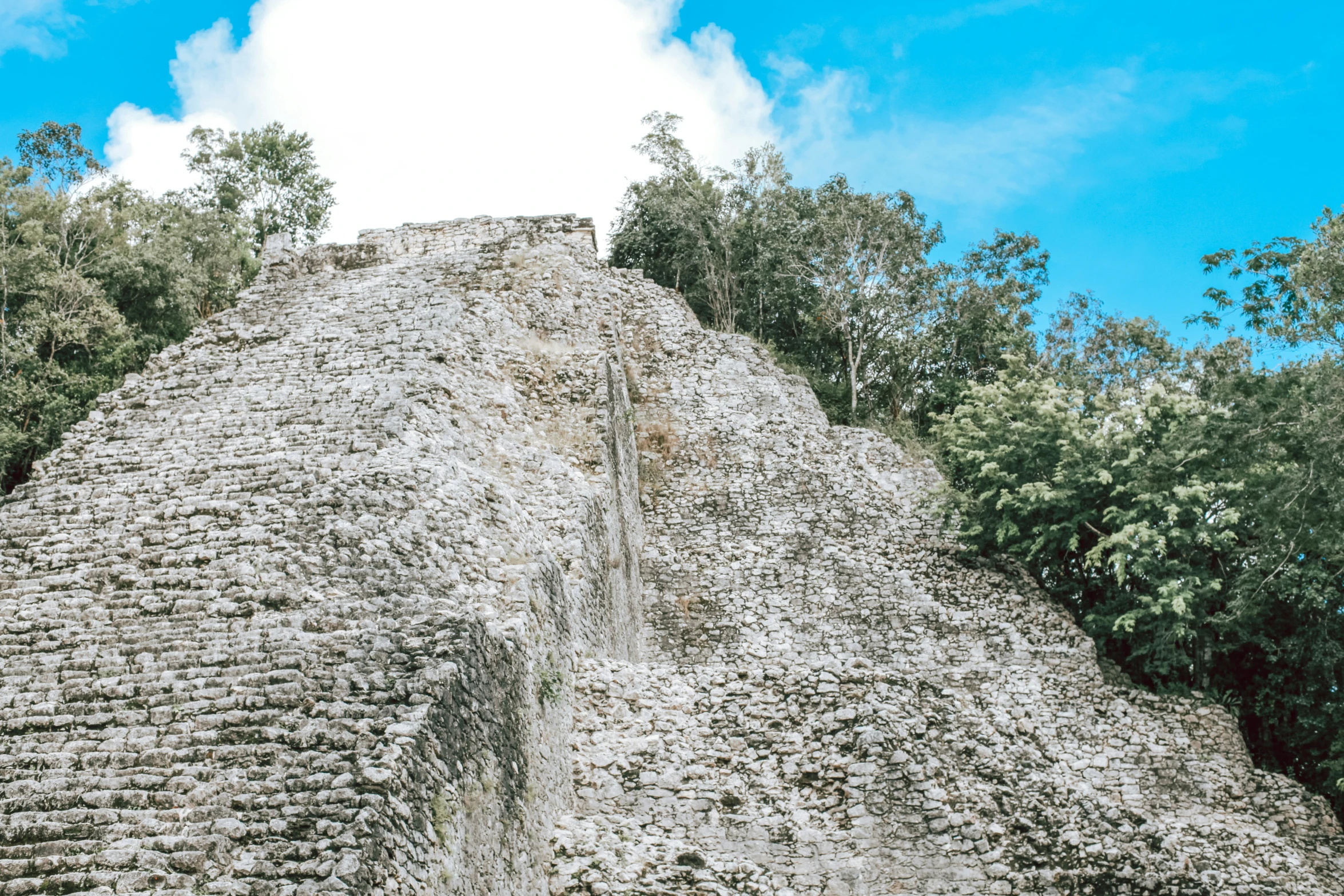 the big pyramid with several lines of rocks