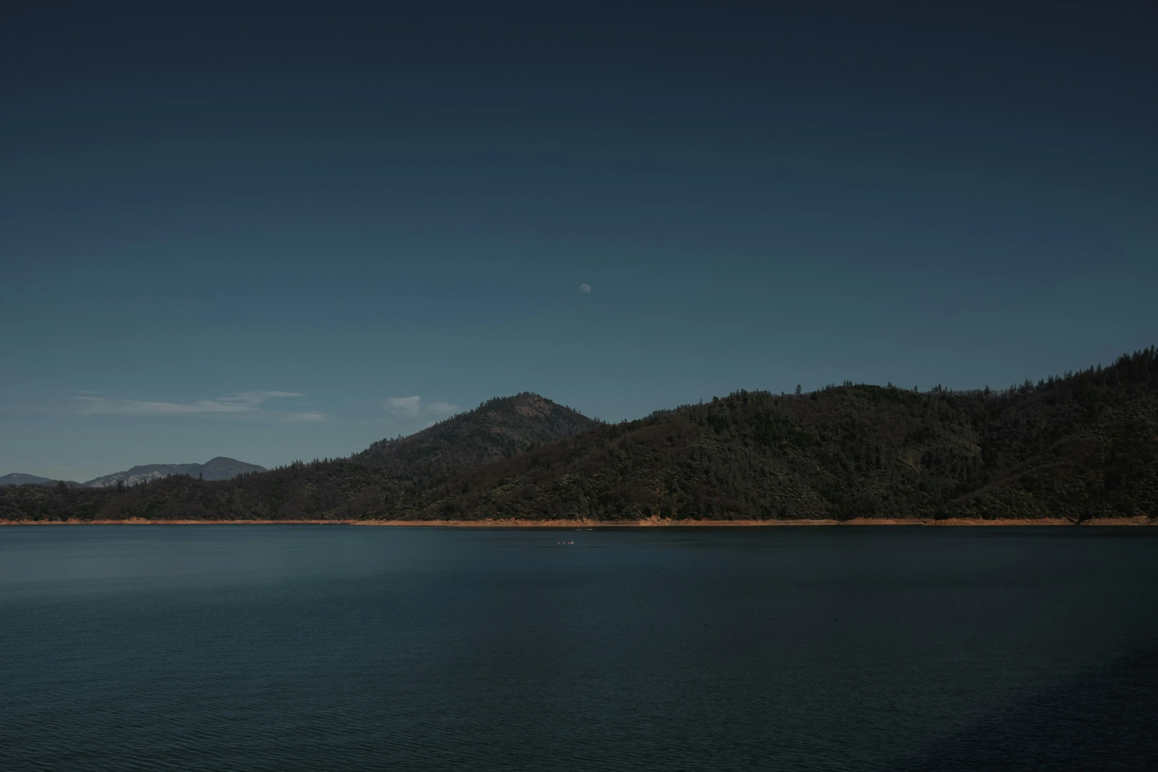 a body of water with trees in the distance