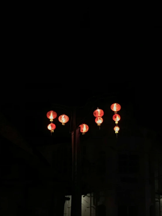 chinese style lighting at night in the dark