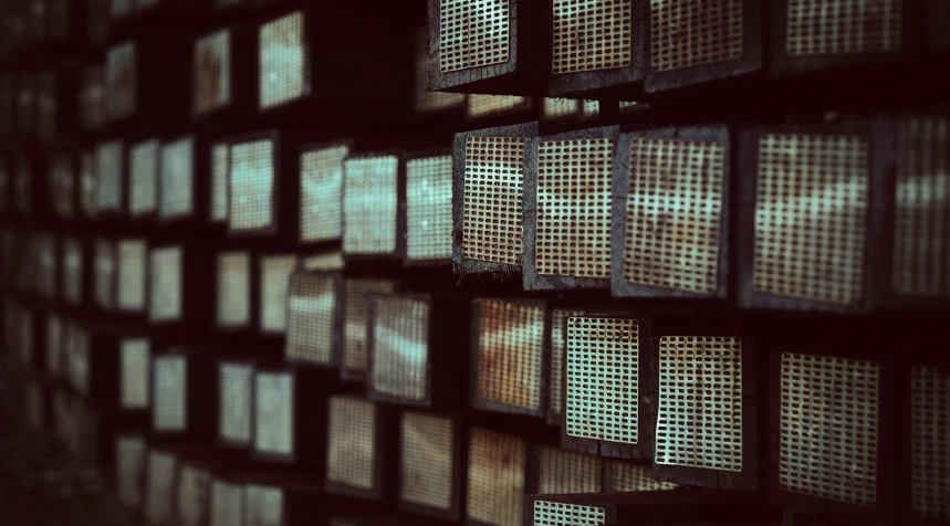 stacks of rusty boxes arranged on top of each other