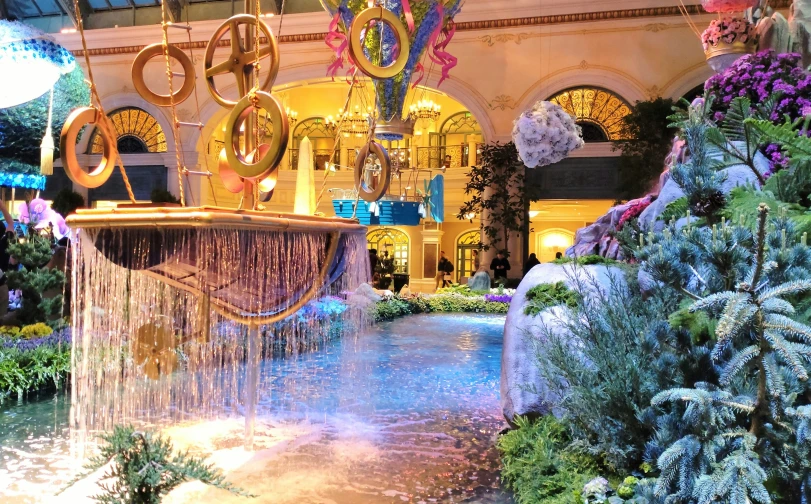 water feature displayed in an indoor shopping mall