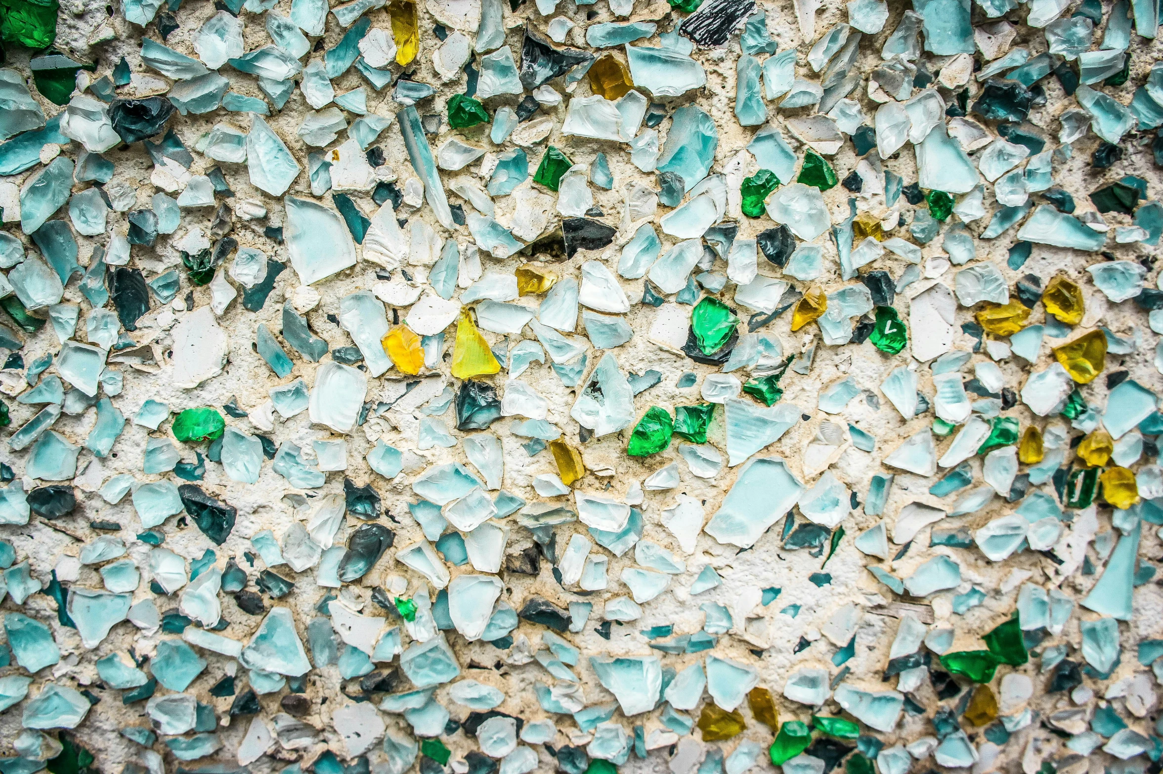 old, damaged glass on display in a wall