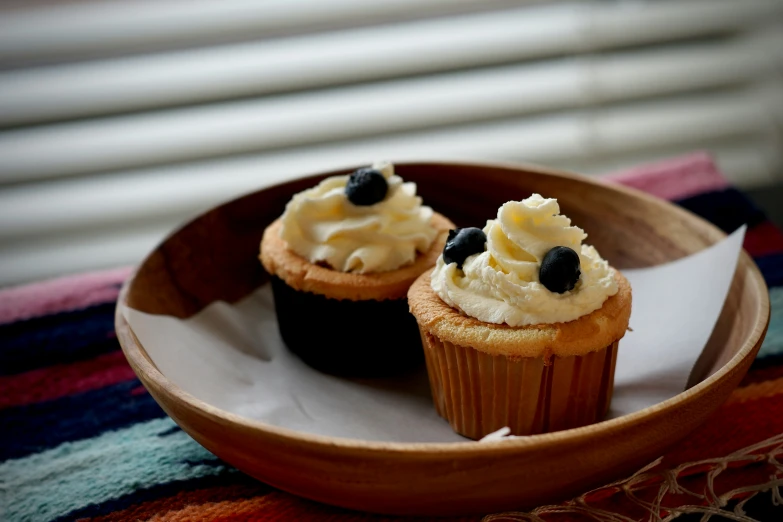 a couple of cup cakes sitting on top of a plate