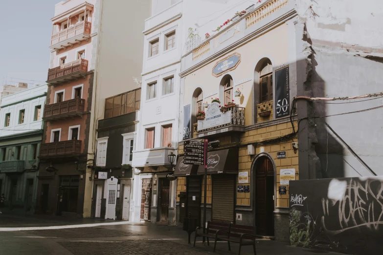 the corner of the street is very old with the buildings on it