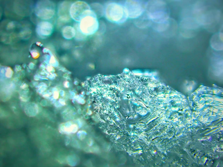 water drops and bubbles, with green blurred boket