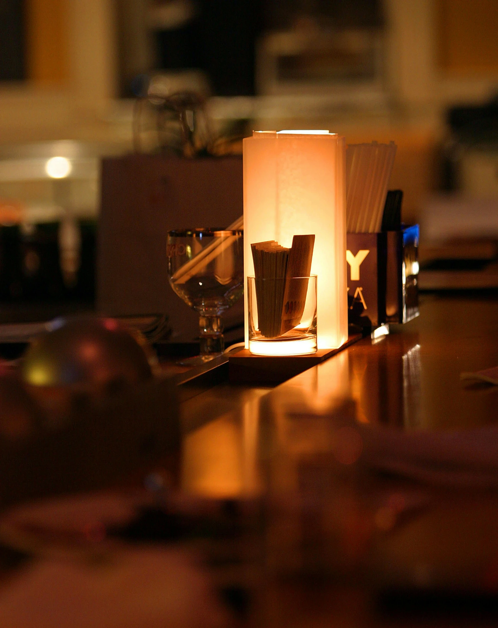 a table with candles on top of it