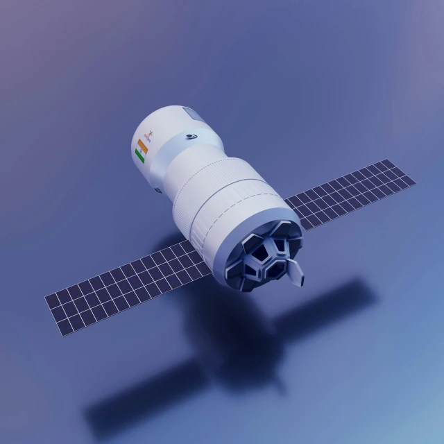 a computer generated image of a space station in the sky