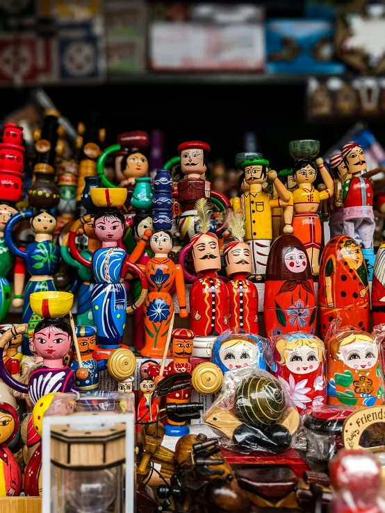 many small souvenirs on sale in a store