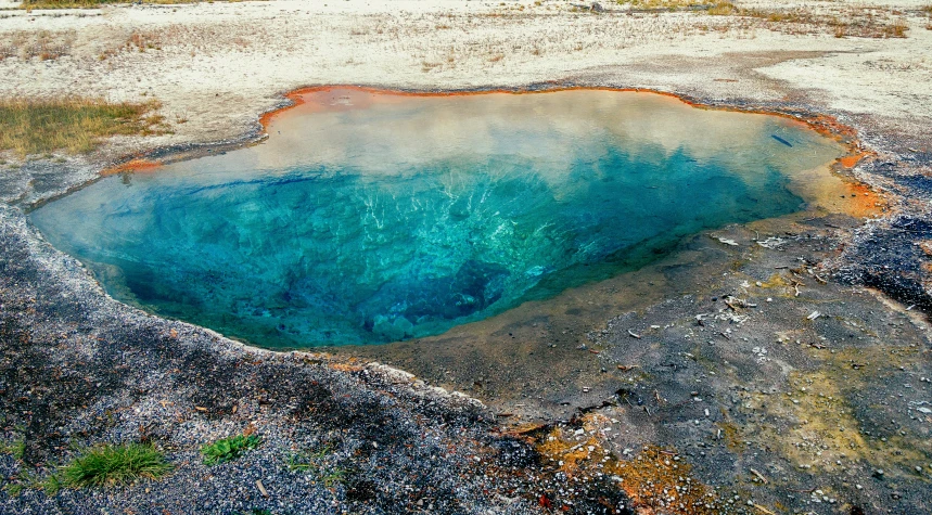 water has many blue spots that are brown, and blue