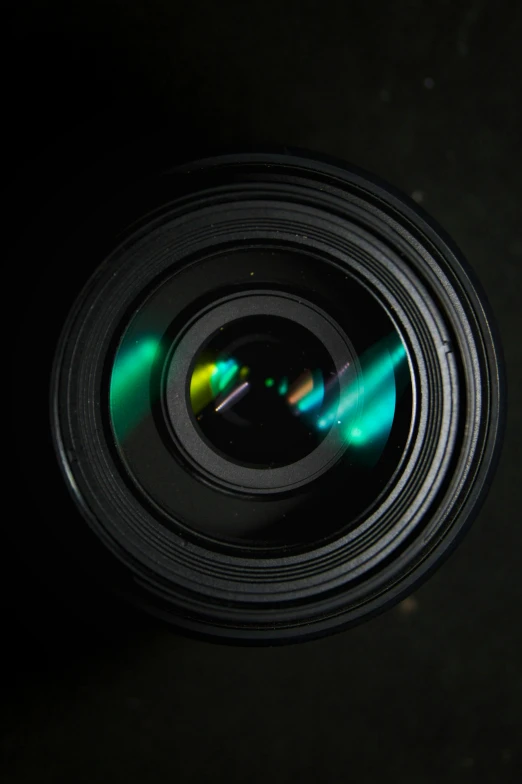 a close up of a camera lens taken from above