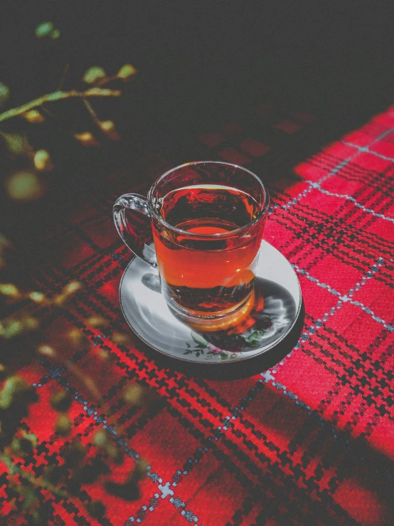 an autumnal beverage is on a plate