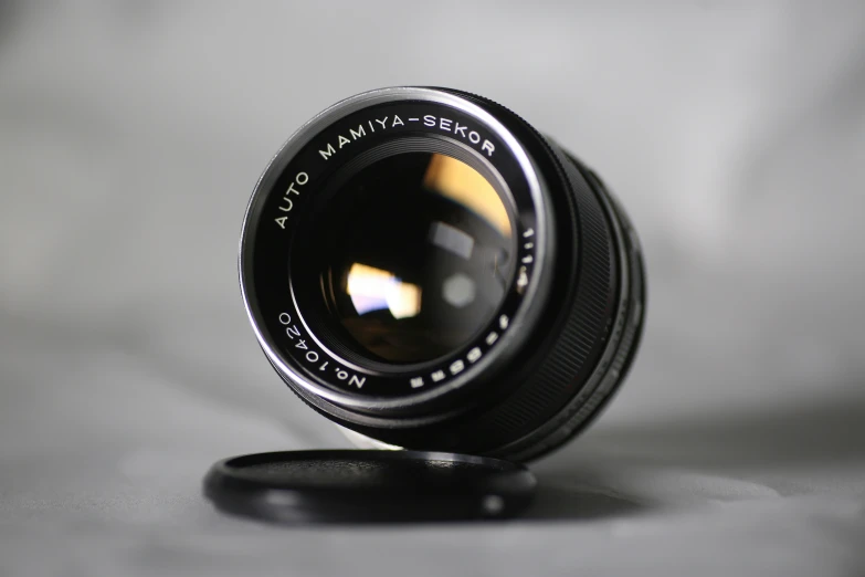 a black lens laying on a table