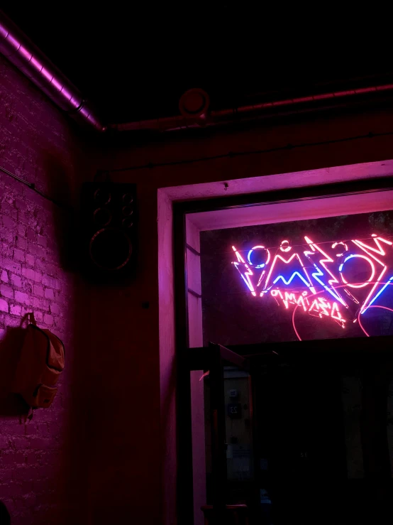 a purple neon sign that says no escape