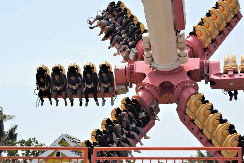 several roller coasters in pink with one on top and one on the bottom