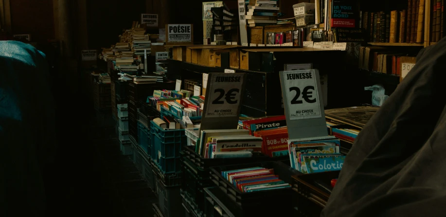 an image of a book store in the dark