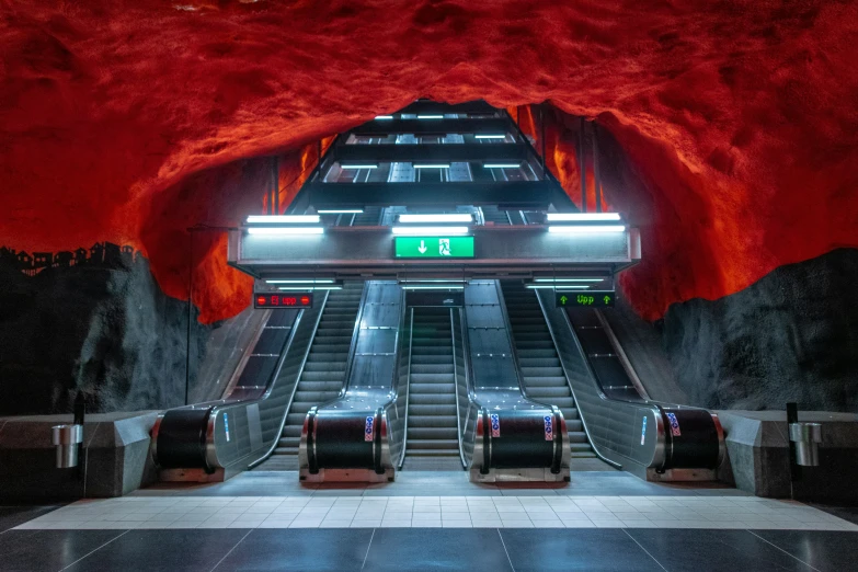 an abandoned subway station with a stairway leading to it