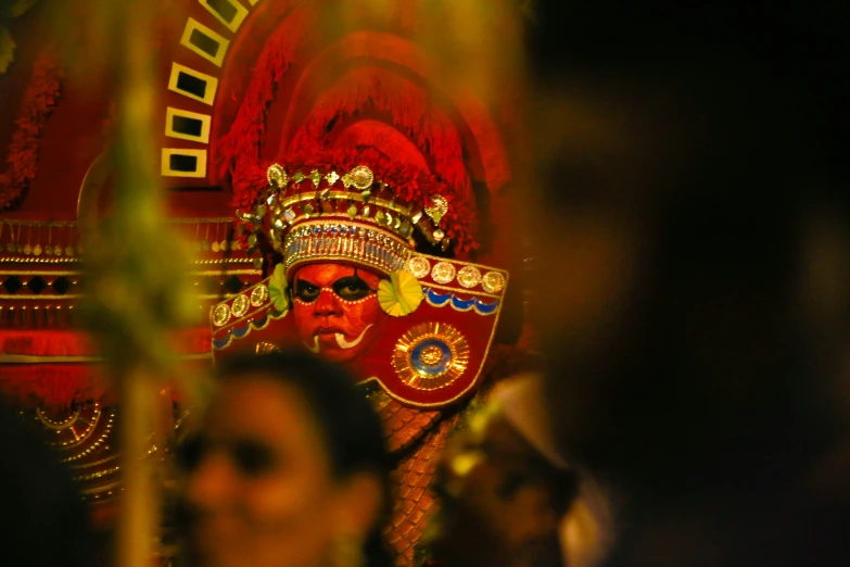 a close up of a mask on a person's face