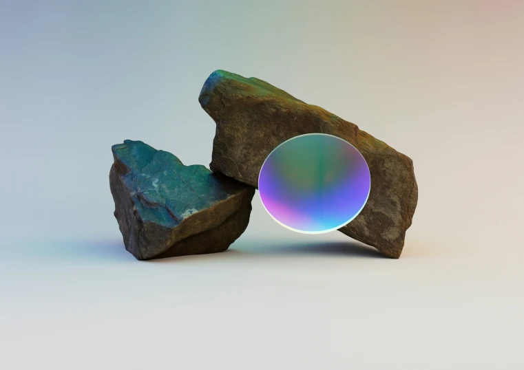 two rocks are next to each other in an artistic manner