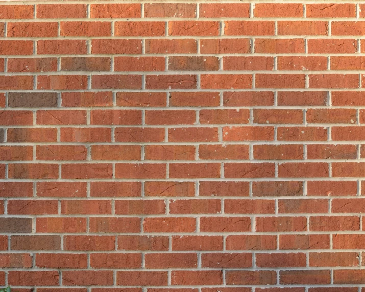 a red brick wall and some green bushes