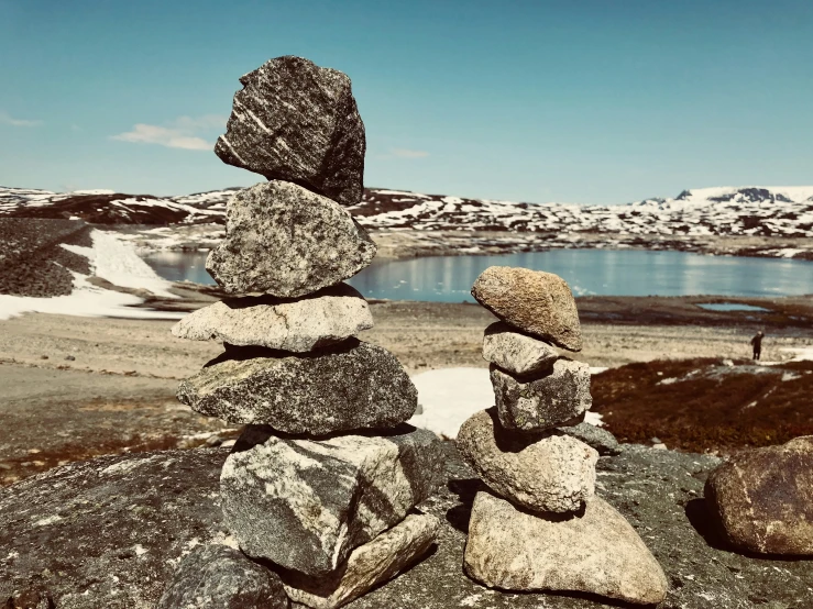 some rocks stacked on top of each other