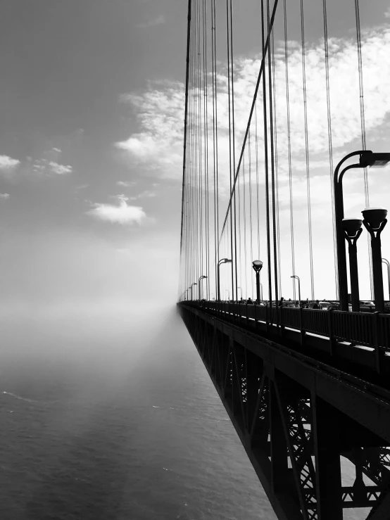 a black and white po of the bay bridge
