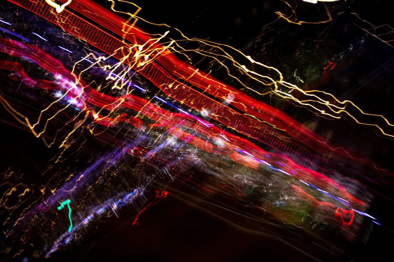 abstract blurry images of light from cars at night