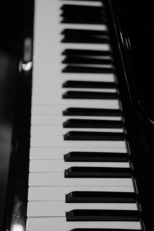 the keys of a piano are slightly black and white