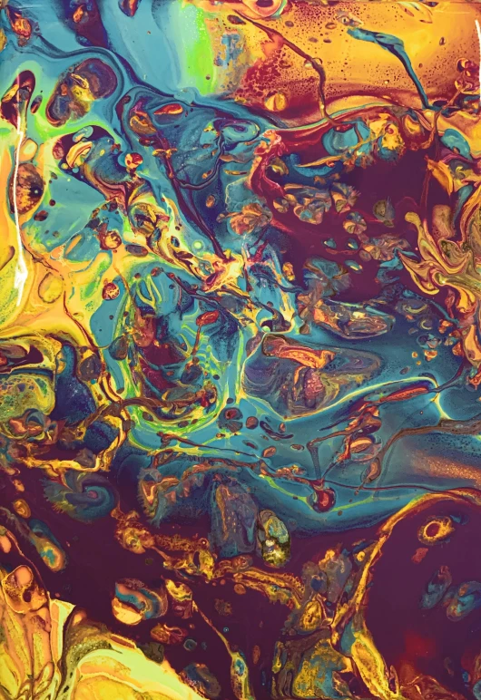 the fluid painting looks like it is moving