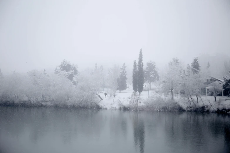 an icy day at the lake in winter