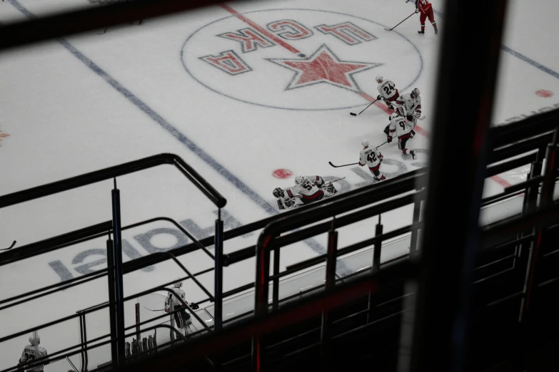 an ice hockey rink and goalie on the ice