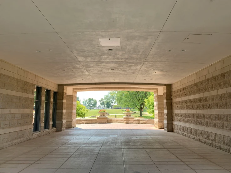 an open building with many doors and windows