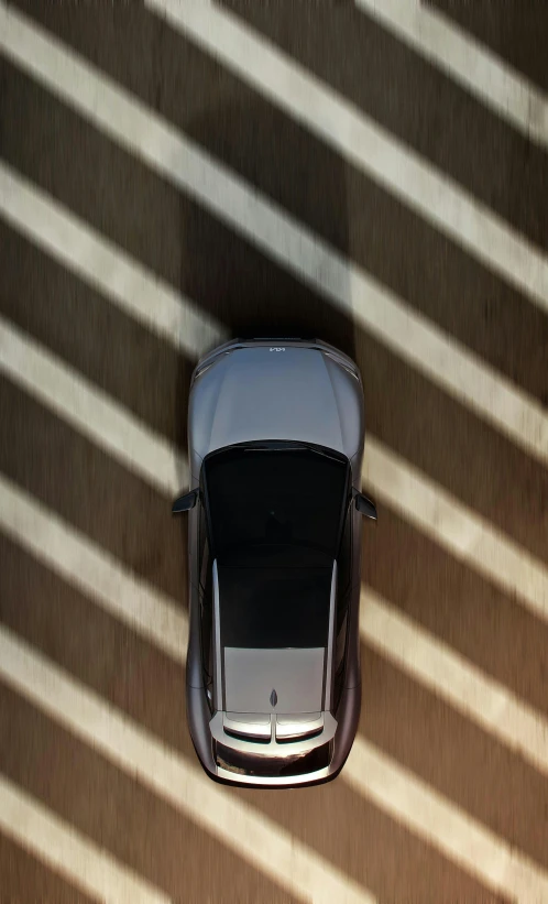 an overhead view of a car and its roof