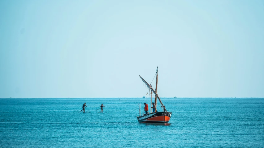 a small boat in the open water