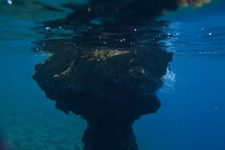 the underwater view of a piece of drifted out object