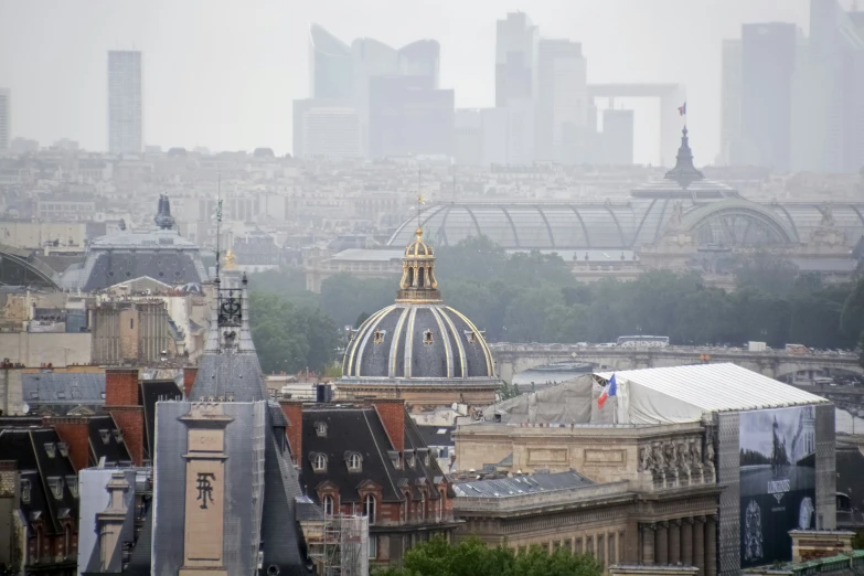 the view of the city is seen in the distance